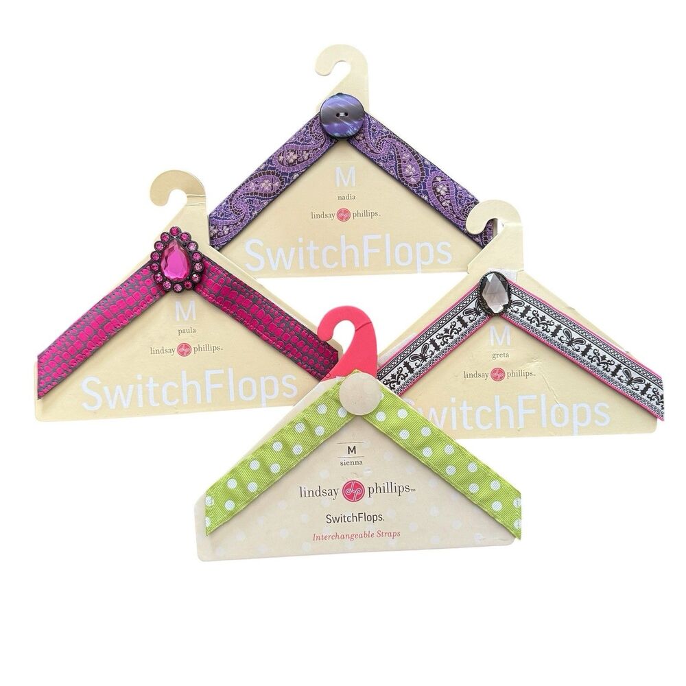 Lindsay Phillips Switchflops Sandal Straps Lot of 4 Size Medium Green Purple